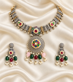 Fusion Bead Fringe Pendant Set — AI-styled studio view; compare with original photograph