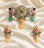 Fusion Green Bead Medallion Choker Set — AI-styled studio view; compare with original photograph