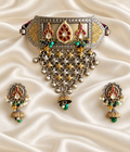 Fusion Teardrop Lattice Choker Set — AI-styled studio view; compare with original photograph