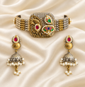 Fusion Red & Green Oval Choker Set — AI-styled studio view; compare with original photograph