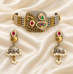 Fusion Red & Green Oval Choker Set — AI-styled studio view; compare with original photograph