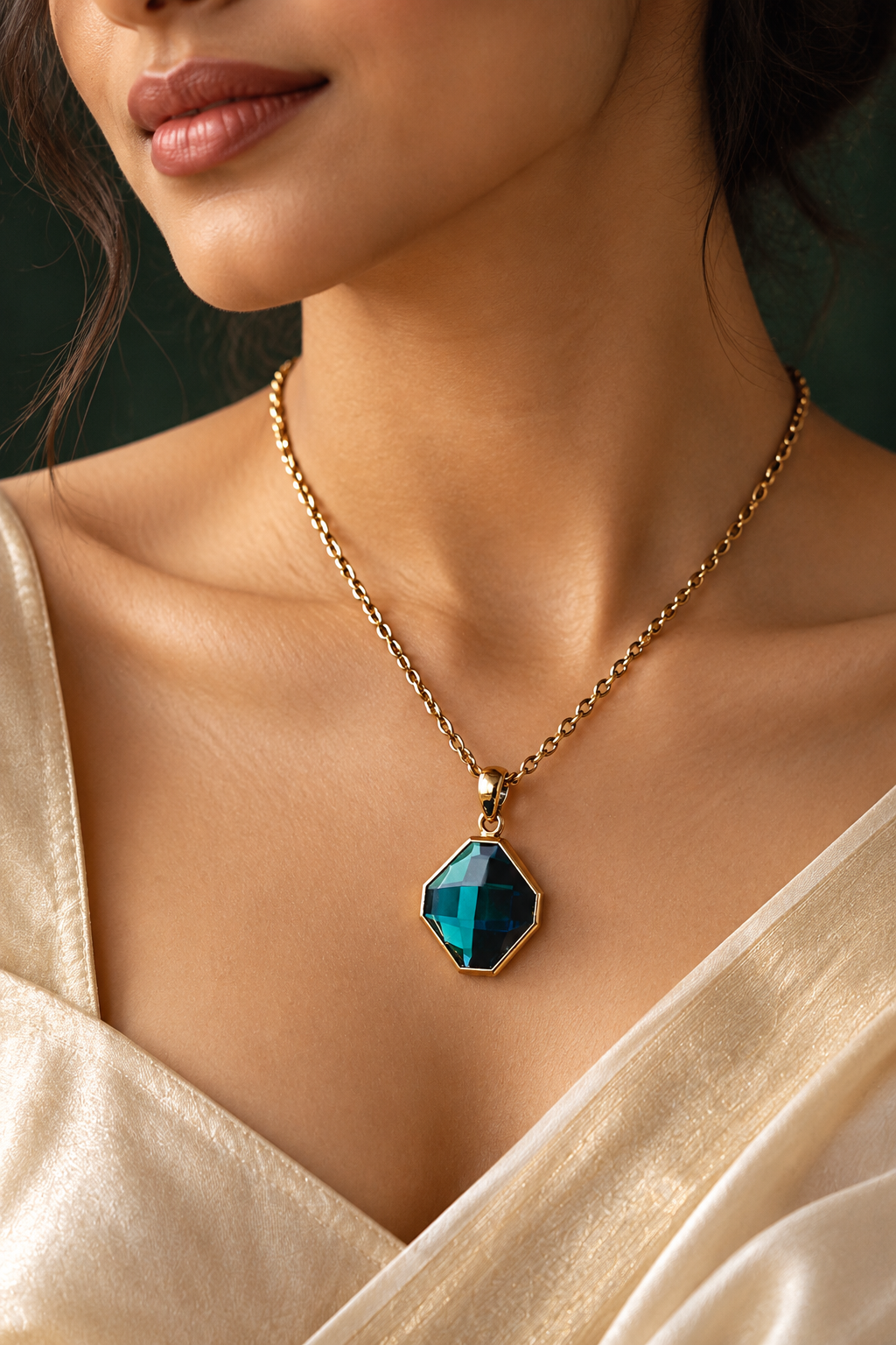 DEMO — Aurelia Necklace — illustrative AI-generated model view