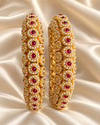 Kundan Round Pink Floral Bangle Set — AI-styled studio view; illustrative, compare original product photograph