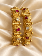 Kundan Round Red Accent Bangle Set — AI-styled studio view; illustrative, compare original product photograph