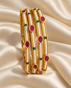 Kundan Fine Bead Pink Oval Bangle Set — AI-styled studio view; illustrative, compare original product photograph