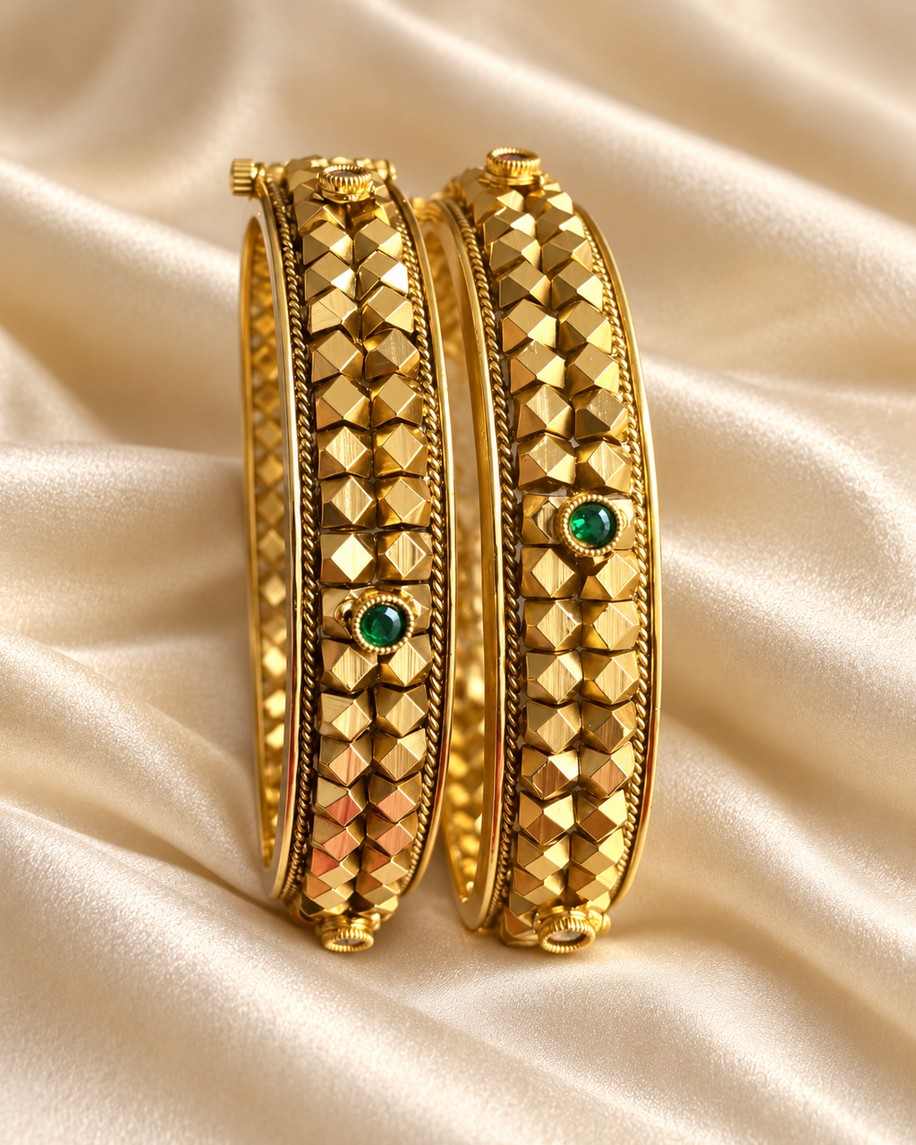 Kundan Diamond Pattern Multicolour Bangle Set — AI-styled studio view; illustrative, compare original product photograph