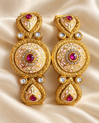 Kundan Round Floral Pink Accent Bangle Set — AI-styled studio view; illustrative scale, compare original photograph