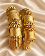 Kundan Central Floral Cuff Bangle Set — AI-styled studio view; illustrative scale, compare original photograph
