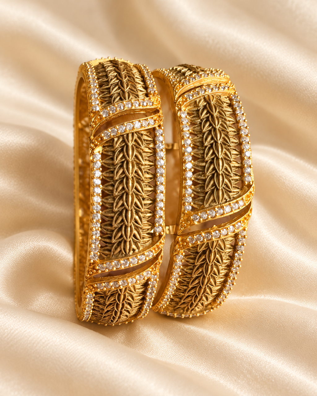 Kundan Fine Lattice Bar Bangle Set — AI-styled studio view; illustrative scale, compare original photograph