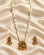 Heritage White Bead Sculpted Drop Necklace Set — AI-styled studio view; illustrative scale, compare original photograph