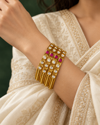 Antique Floral Stone Bangle Set — AI-styled worn model view; illustrative scale, compare original photograph